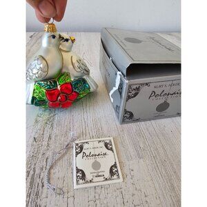 Polonaise double doves bird‎ glass ornament poinsettia Xmas tree Kurt Adler